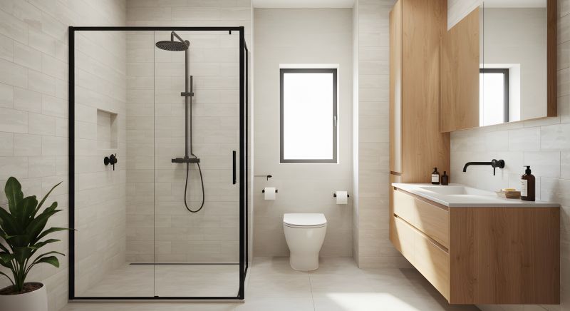 Narrow Shower with Vertical Storage